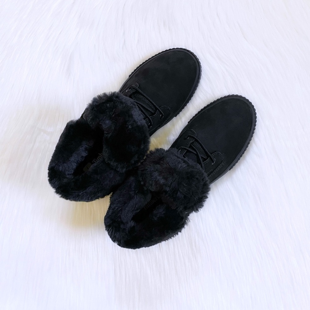 Timberland Skyla Bay Fleece Fold Down Black Sneaker Boots - Picture 4 of 8
